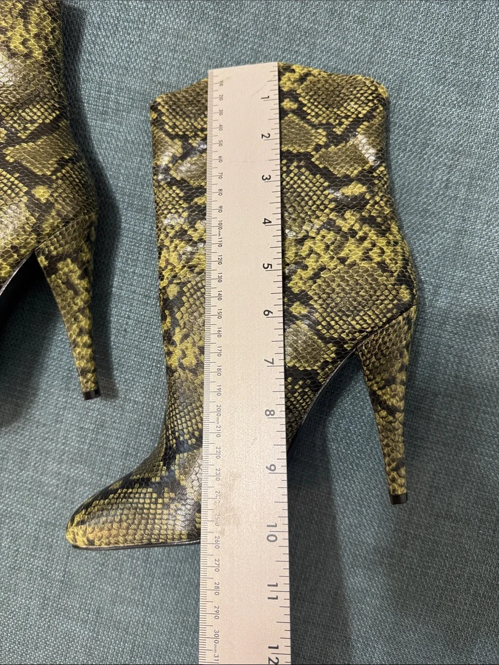 LPA Booties Snake-Print Women's Size 6 Green High-Heel Ankle Boots *like New*